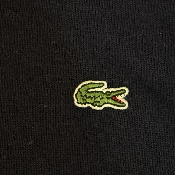 Lacoste V Neck Sweater Mens 3XL Navy Blue Pullover Cotton Classic Logo - Picture 4 of 13